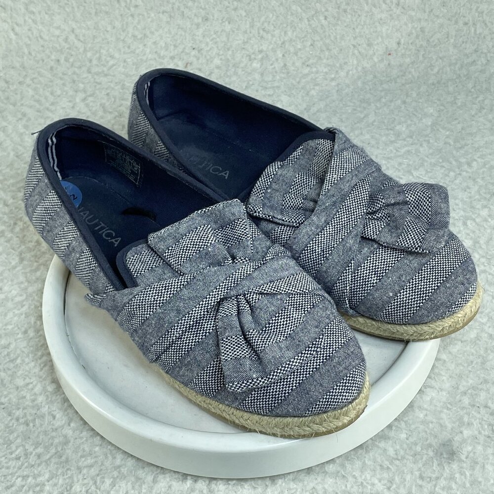 Nautica Shoes Womens 6.5 Blue Canvas Plated Fiber Sole Espadrilles Flats SlipOn